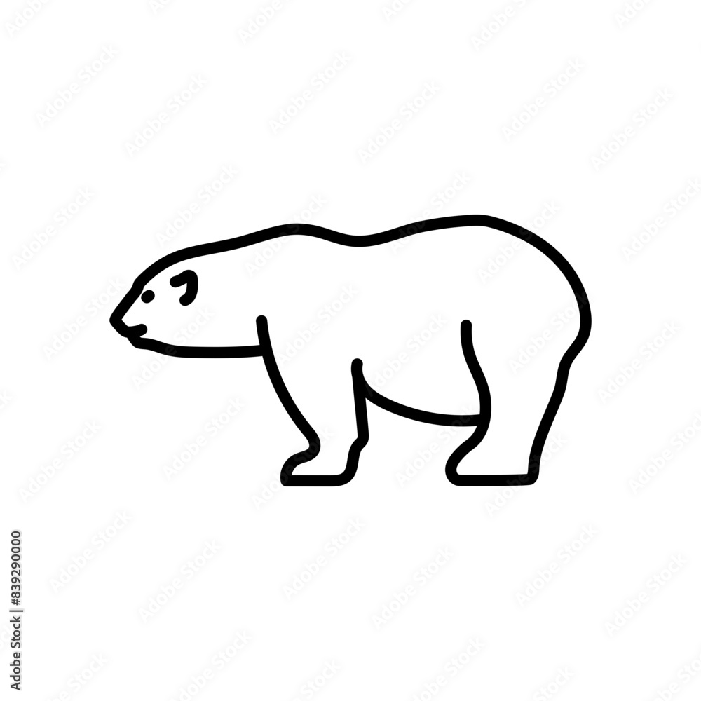 Polar Bear Outline Icon, Vector illustration