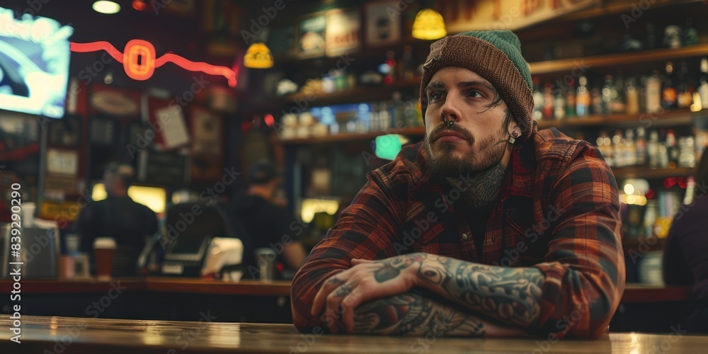 Tattooed Man at a Bar Tattooed Man at a Bar