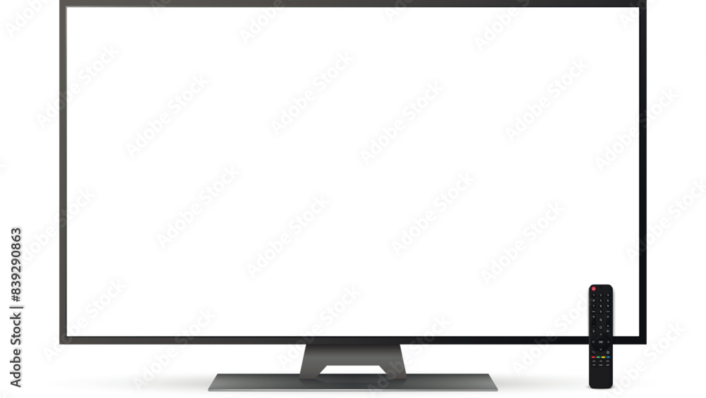 Smart tv mockup. Blank television screen with remote control. Smart tv mockup. Blank television screen with remote control.