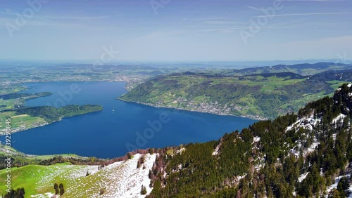 View from Rigi, Lucerne to Zug, Lake Zug, Mount Zug, Walchwil, alpine lake, mountain hiking, tourism in Switzerland, travel, tourist, hiker, climbing