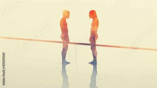 Symmetrical Twins â€“ Abstract Concept of Parallel Existence and Perfect Balance photo