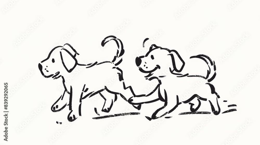 Two playful puppies enjoying walk together Two playful puppies enjoying walk together