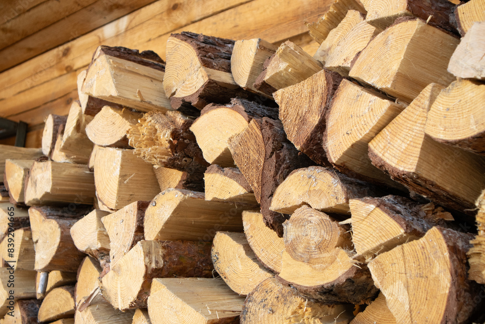Stack of chopped firewood close-up Stack of chopped firewood close-up