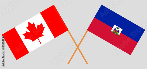 Crossed flags of Canada and Haiti. Official colors. Correct proportion
