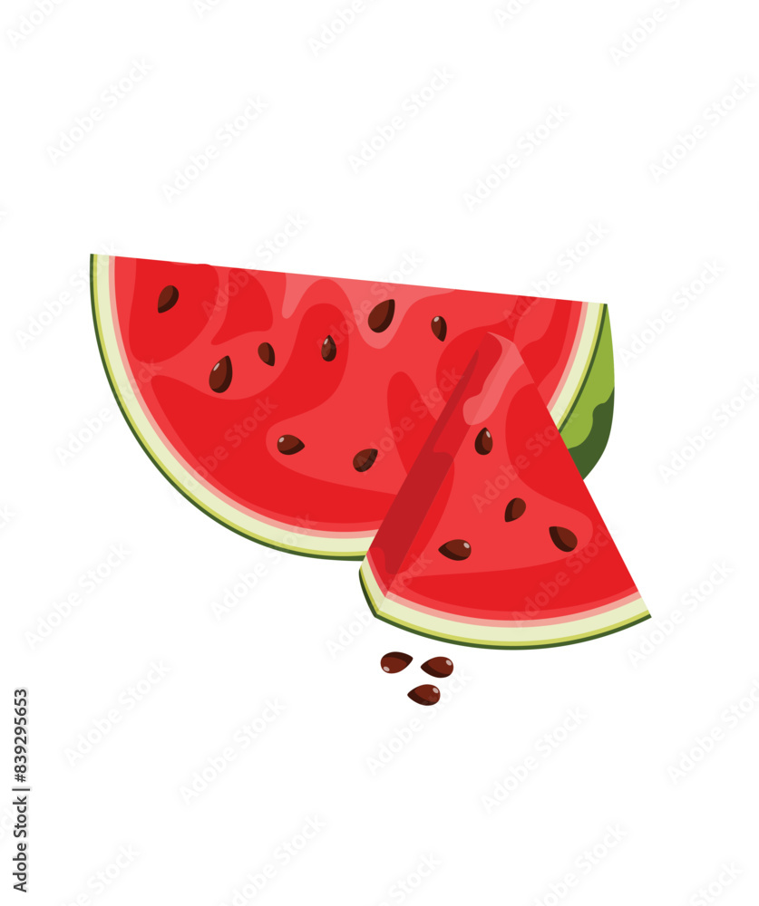 Half watermelon and slice stock illustration Half watermelon and slice stock illustration