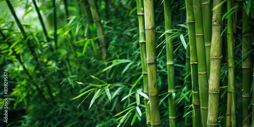 Green bamboo plants growing in a forest