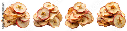 Dried apple chips highly detailed isolated on transparent background PNG file