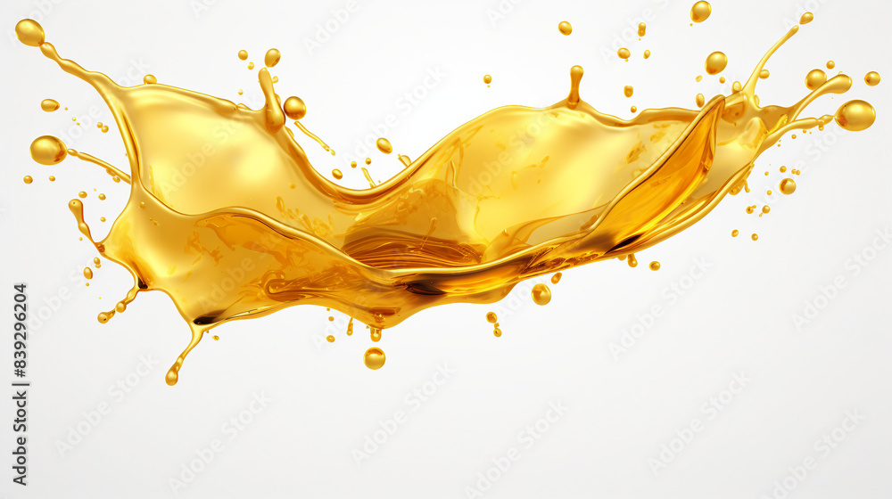 Splashing Olive and Sunflower Oil on White Background - 3D Illustration ...