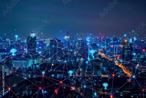 Wallpaper Mural Urban network lights closeup Torontodigital.ca