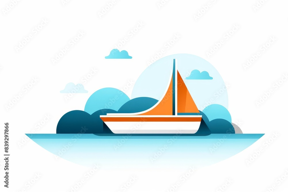 Relaxing boating flat design side view summer leisure theme water color Analogous Color Scheme Relaxing boating flat design side view summer leisure theme water color Analogous Color Scheme