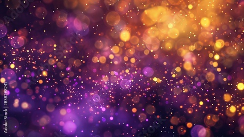 Golden Glow Enchanting Bokeh Background with Purple Lights Magical and Mesmerizing Stock Image © AbiScene