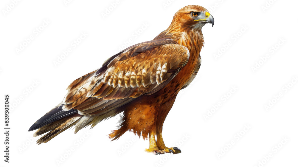 A golden eagle standing on a white background A golden eagle standing on a white background
