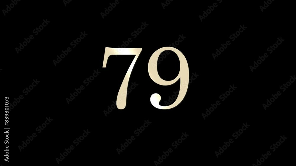 Number 79 with gold and white particles and alpha channel, numerology, number seventy nine Number 79 with gold and white particles and alpha channel, numerology, number seventy nine
