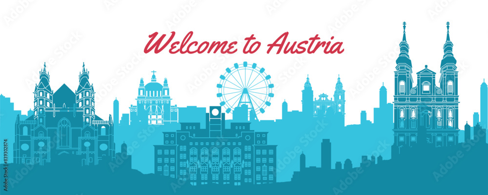 Obraz premium Austria famous landmark silhouette style