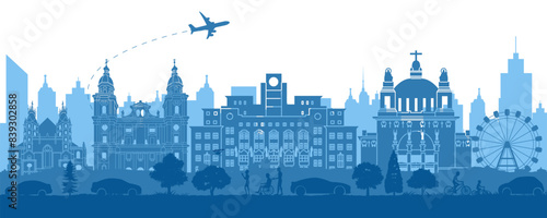 Austria famous landmark silhouette style