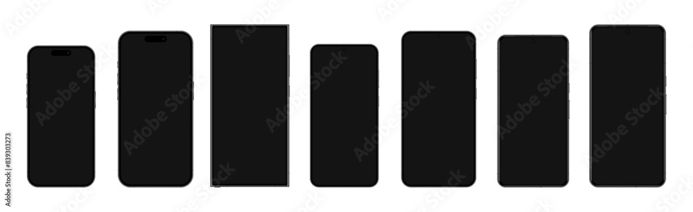 Up to date mobile phones with empty screen. Flagship vector smartphones. Up to date mobile phones with empty screen. Flagship vector smartphones.