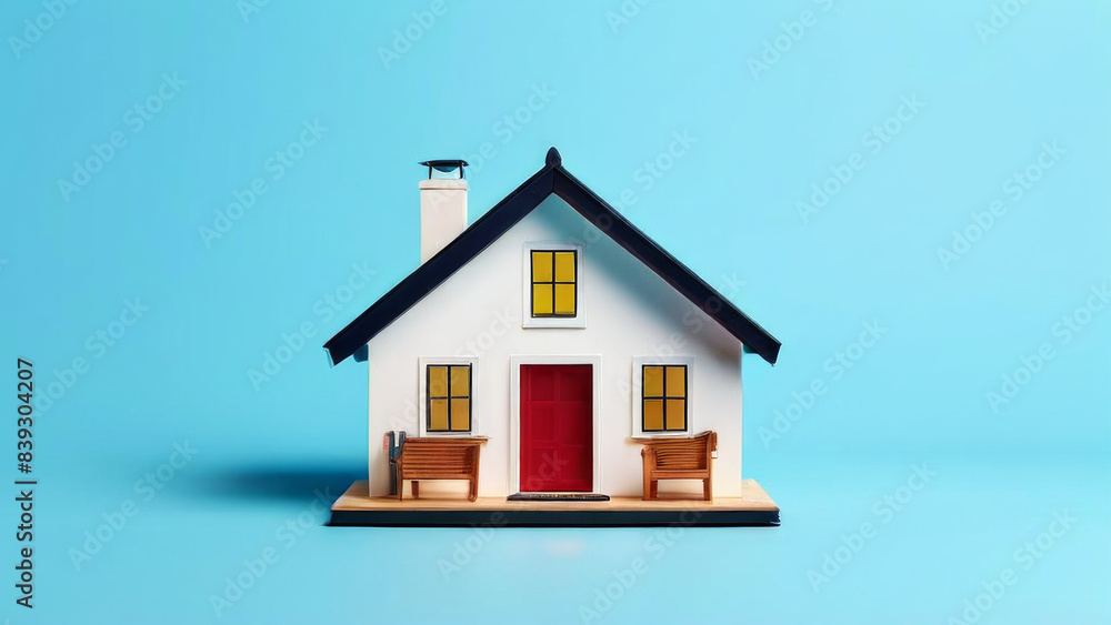 a miniature model of a simple two-story house. the topic is real estate, architecture, or home ownership. a miniature model of a simple two-story house. the topic is real estate, architecture, or home ownership.