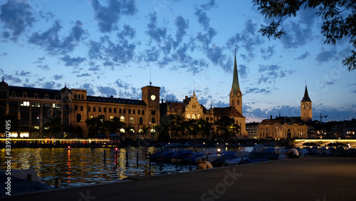 Harbourside view of an old European town