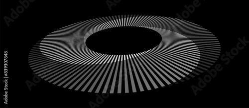 Spiral with lines as dynamic abstract vector background or logo or icon. Abstract background with lines in a circle. Artistic illustration with perspective. Yin and Yang symbol concept.