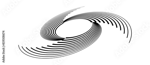 Abstract background with lines in spiral, perspective view. Art design circle as logo or icon.