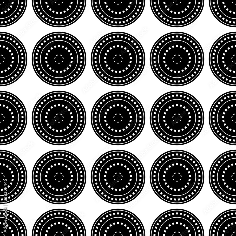 Abstract Black Geometric Circle Seamless Pattern On White Background. Vector Illustration. Wallpaper Abstract Black Geometric Circle Seamless Pattern On White Background. Vector Illustration. Wallpaper