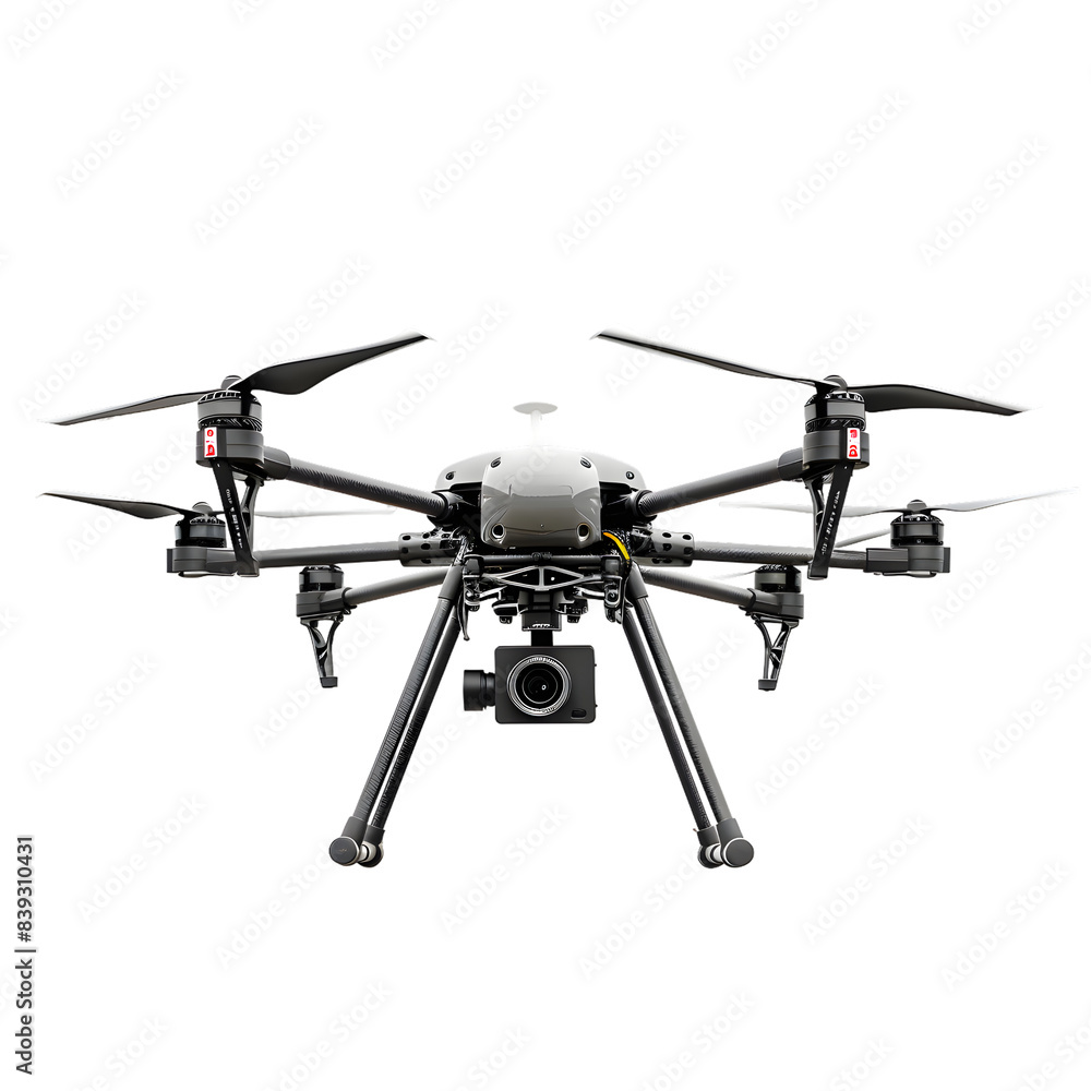 White drone front view isolated on transparent background White drone front view isolated on transparent background