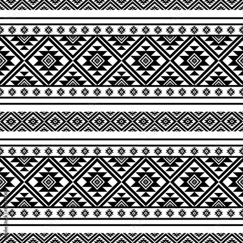 Navajo aztec southwest geometric seamless pattern fabric black and white design for textile printing
