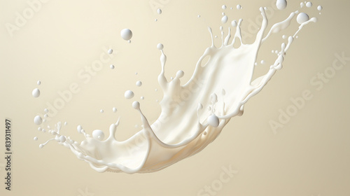 Dynamic Milk and Yogurt Splash in Vibrant 3D Rendering Stock Illustration