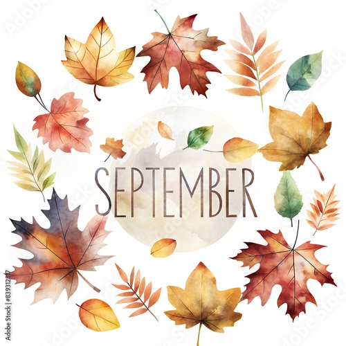 september text on the center of the frame of leafs