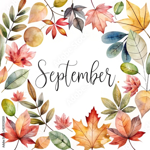 september text on the center of the frame of leafs