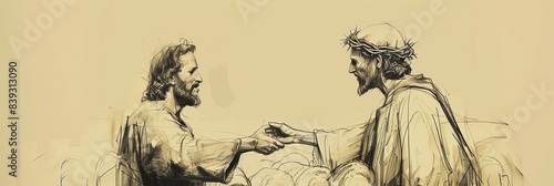 Leadership and Service: Jesus’ Commission to Peter to Feed His Sheep, Biblical Illustration Perfect for Stock Photography,Christian banner