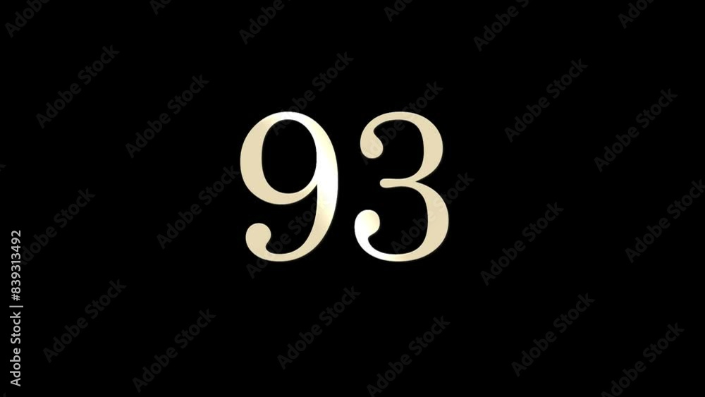 Number 93 with gold and white particles and alpha channel, numerology, number ninety three Number 93 with gold and white particles and alpha channel, numerology, number ninety three