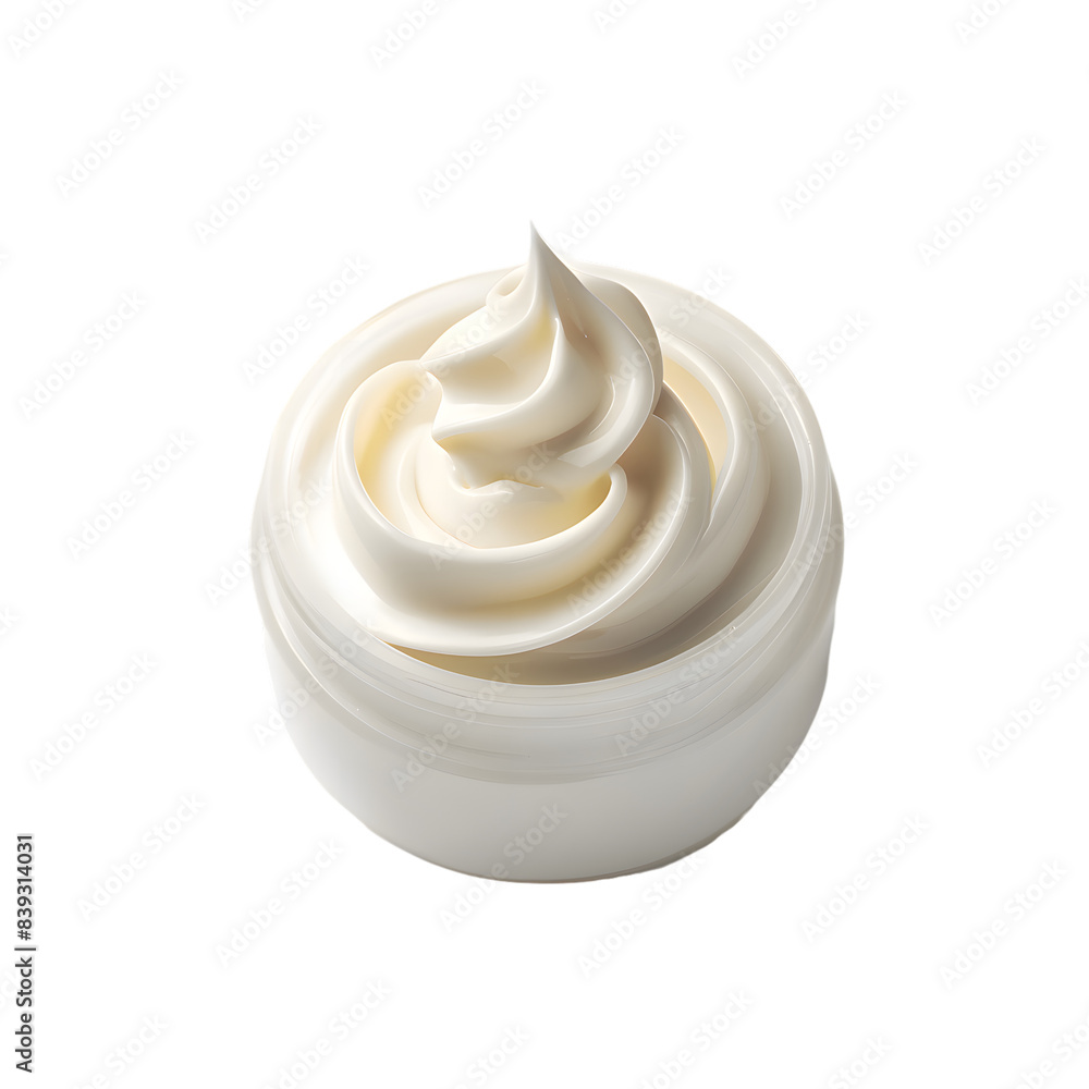 Opened cosmetic white cream jar isolated on transparent background Opened cosmetic white cream jar isolated on transparent background