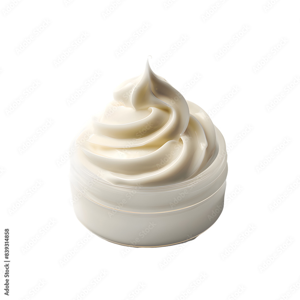 Opened cosmetic white cream jar isolated on transparent background Opened cosmetic white cream jar isolated on transparent background