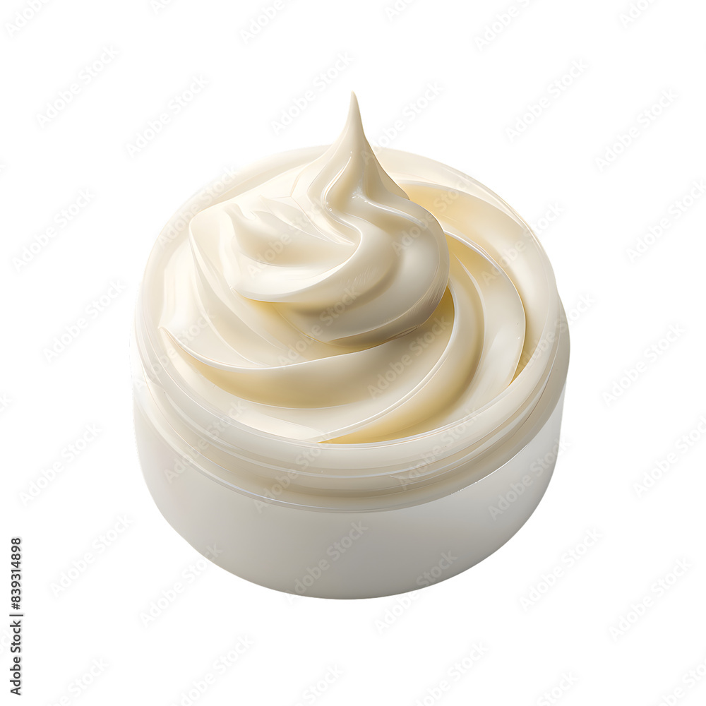 Opened cosmetic white cream jar isolated on transparent background Opened cosmetic white cream jar isolated on transparent background