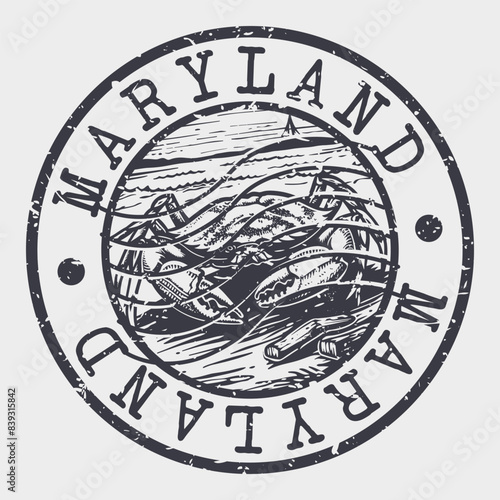 Maryland Stamp Postal. Silhouette Seal. Passport Round Design. Vector Icon. Design Retro Travel. National Symbol.	
