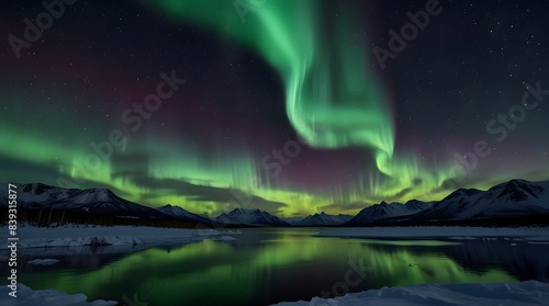 aurora borealis over the river