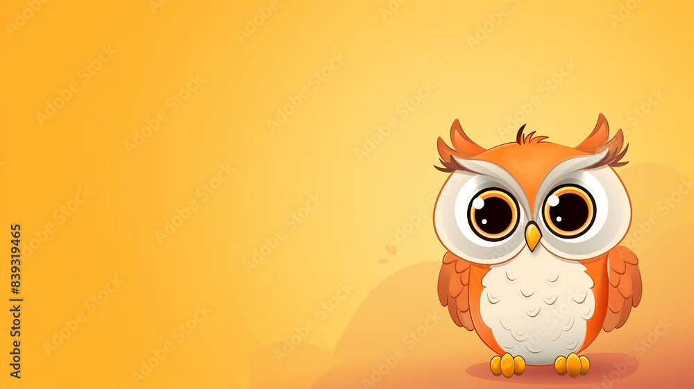 Fototapeta premium cartoon owl with big eyes, cute illustration for kids