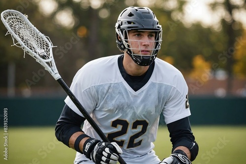 Male Lacrosse Player in Action photo