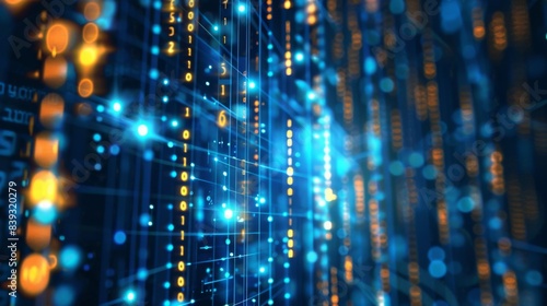 Wallpaper Mural A futuristic digital matrix background with glowing lines and numbers, evoking themes of technology and innovation Torontodigital.ca