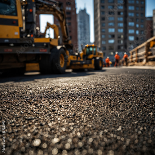 New Asphalt Pouring, Road Maintenance Work.