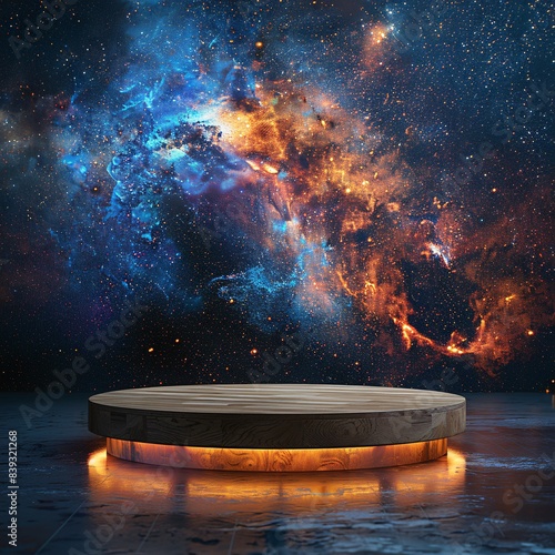 display podium on galaxy background