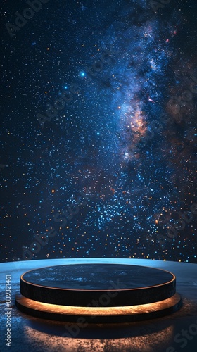 display podium on galaxy background