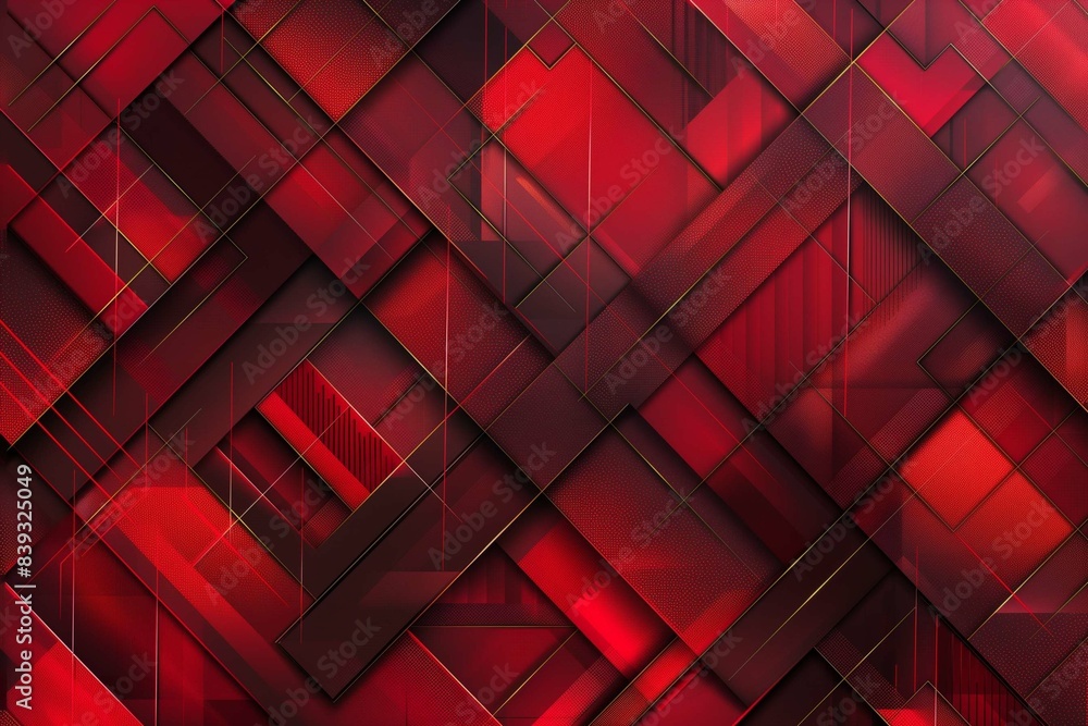 Ultra HD Red Abstract Geometric Pattern with Metallic Accents Suitable for Application, Desktop, Banner Background, Print Backdrop, and Other Print and Digital Work Related