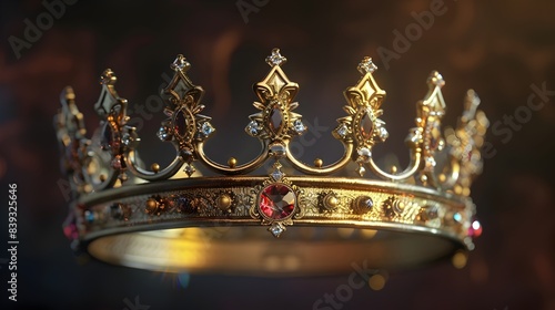 Magnificent Golden Crown Adorned with Precious Jewels and Metals Symbolizing Royalty and Nobility