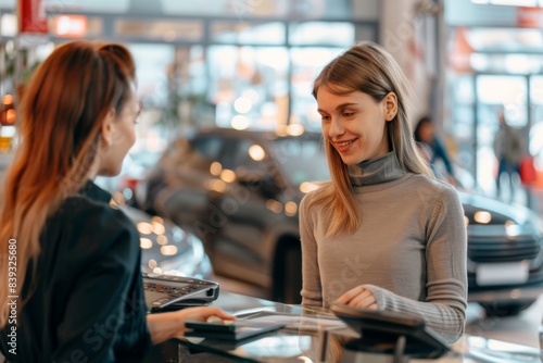 Customer Service Interaction at Modern Car Service Center - Welcoming Environment for Vehicle Maintenance