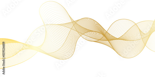 Golden and white abstract background with flowing particles. Digital future technology concept. Abstract golden paper wave background and abstract gradient and gold wave curve lines.	