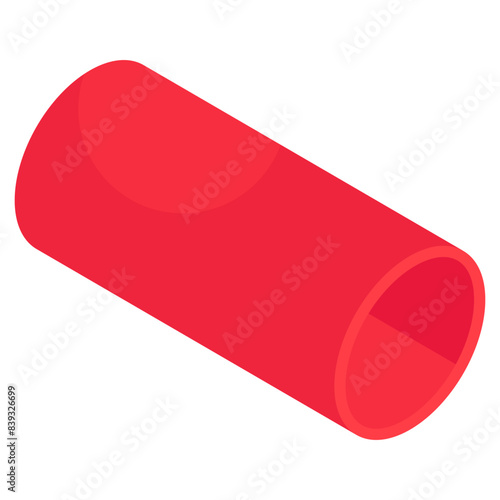 An isometric design icon of plastic pipe 