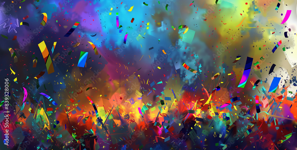 Wallpaper with carnival serpentine and confetti background. Banner. Wallpaper with carnival serpentine and confetti background. Banner.