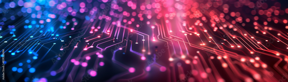 Futuristic circuit board with vibrant neon lights representing advanced technology. Ideal for tech themes, innovation, AI, and digital backgrounds. Futuristic circuit board with vibrant neon lights representing advanced technology. Ideal for tech themes, innovation, AI, and digital backgrounds.